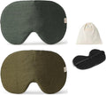 2-PACK Linen Eye Sleep Mask Oversized for sleeping • Organic Oeko-TEX Standard • Blackout Eye Shade cover • Adjustable strap • Breathable Travel Meditation Essential •Gift idea Woman Man (Green+Olive)