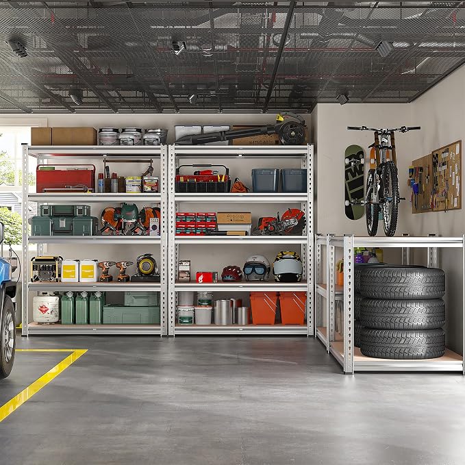 REIBII 2020LBS Garage Shelving Heavy Duty 5 Tier Storage Shelves Adjustable Metal Shelving for Basement, Warehouse, Pantry, Closet, Kitchen, Easy Assembly, 72" H x 36" W x 16" D, Galvanized