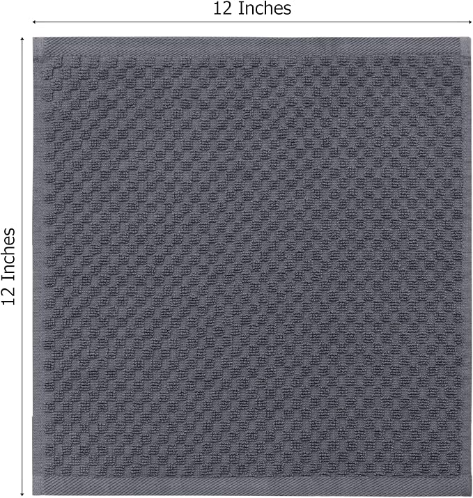 COTTON CRAFT Euro Spa Waffle Wash Cloth - Set of 12 Grey Washcloth | Luxury Face Towel Set - 100% Cotton - Soft Plush Absorbent Low Lint Quick Dry - Gym Shower Beach Bath Kitchen - 12x12 inches