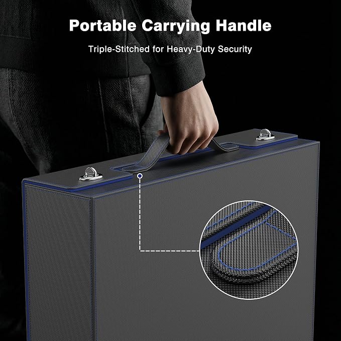 Kabinka MTG Card Storage Box with Handle & Mechanical Latch,5-Row 3900+ Commander Trading Card Case with Sealed Display Window,Top Loaders Organizer Deck Box for MTG/TCG/PTCG/Sports Cards (Black Blue)