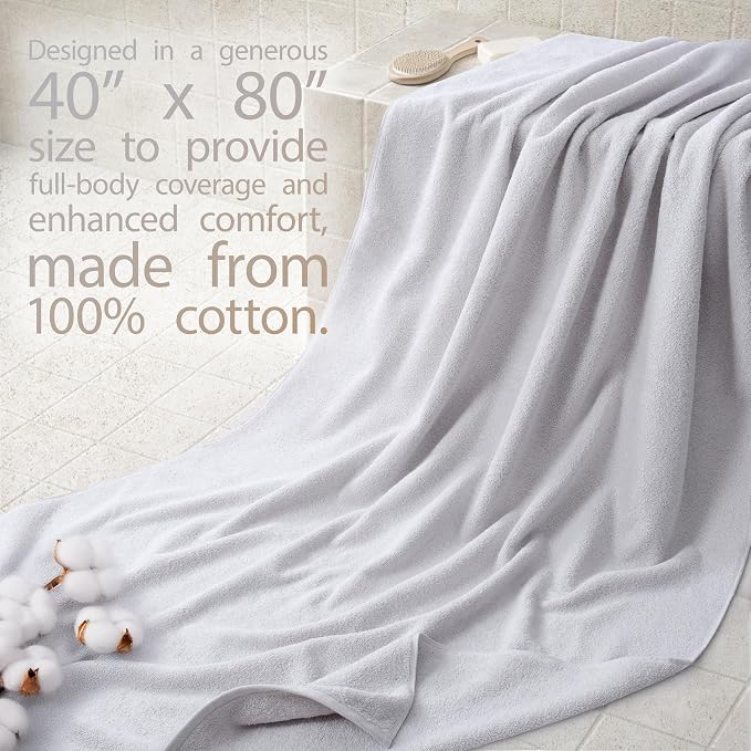 Cotton Paradise 100% Cotton Turkish Towel, Soft Absorbent Quick Dry, 40x80 Oversized Bath Sheet Towel, Silver Grey
