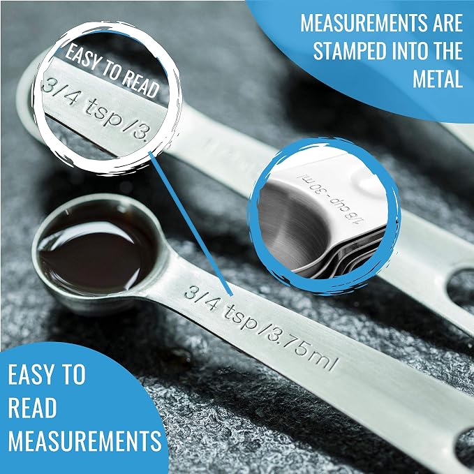 KPKitchen Stainless Steel Measuring Cups and Spoons Set of 16 and 4-Piece Liquid Measuring Cups Set - 7 Cup and 7 Spoon Metal Measure Sets - Includes Mini Ounce, 1, 2 and 4 Plastic Measuring Cup Sizes