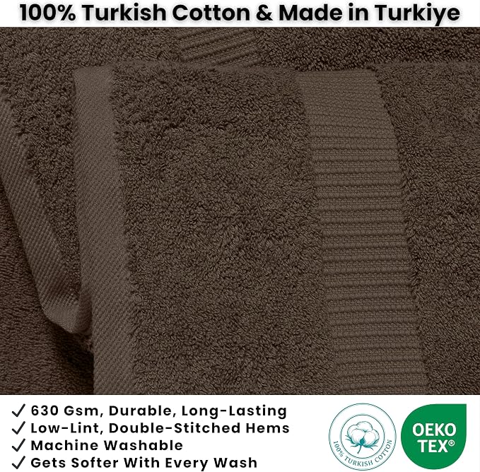 SALBAKOS 2-Piece 100% Turkish Cotton Bath Towels, X-Large 35x70, Chocolate | Oversized Bath Sheet Towel for Bathroom & Beach, Thick, Super Soft, Highly Absorbent, Premium Hotel Quality, Made in Turkey