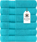 HERCULEAN Large Bath Towels 24 x 50 Pack of 6 | Quick Dry and Highly Absorbent | 100% Cotton Terry Towels for Bathroom - Perfect for Shower - Pool and Spa - Luxury Soft Towels - Aqua Blue