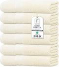 Large Bath Towels Set of 6 – 100% Cotton Terry – 24" x 50" – Quick Dry, Soft & Highly Absorbent – Ivory Towels for Bathroom, Gym, Spa, Pool & Daily Use
