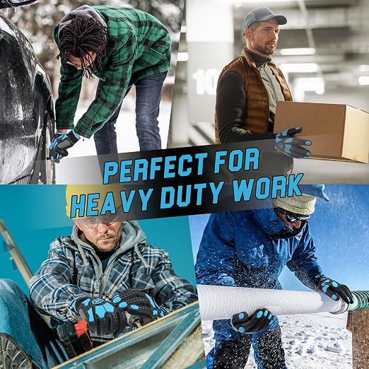 HANDLANDY Winter Impact Resistant Work Gloves for Men, Padded Palm Grip Heavy Duty Working Glove (X-Large, Blue)