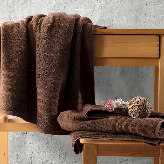 Hawmam Linen Jumbo Large Bath Sheets Towels 2 Pack Soft and Absorbent, Premium Quality 100% Cotton Towels (Brown, Bath Sheet)