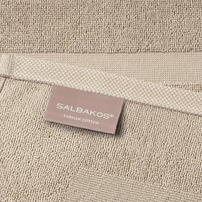 SALBAKOS 2-Piece 100% Turkish Cotton Bath Mat Towel, 20x34 inch, Taupe | Bathroom Floor Towels, Thick Soft Most Absorbent Quick-Dry Durable Large Size Foot Rug, Premium Hotel Quality Made in Turkey