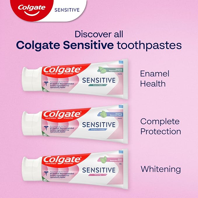 Colgate Sensitive Enamel Health Toothpaste for Sensitive Teeth, 3 Pack, 6oz | Repairs Weakened Enamel, Shields Against Erosion, Contains Potassium Nitrate for Sensitivity Relief, Soothing Peppermint