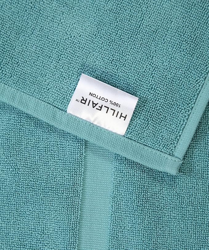 HILLFAIR 900 GSM-Hotel-Spa Tub-Shower Bath Floor Towels - (2 Pack, Sea Green, 21 Inch by 34 Inch) - 100% Cotton Floor Towels Machine Washable Cotton Terry Bath mat Rugs - 2 piece Towel Set