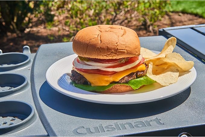 Cuisinart Smash Burger Kit w/Burger Press, Spatula, Shaker & Patty Papers | CSBK-400, smash burger press kit for a cookout or tailgate with stainless steel accessories and a cast iron hamburger press