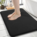 OLANLY Memory Foam Small Bathroom Rugs 24x16, Absorbent Bath Mat, Black | Soft Quick Dry Bath Mat Rugs, Non-Slip, Machine Washable Mat for Bathroom Floor, Tub and Shower, Home Decor Accessories