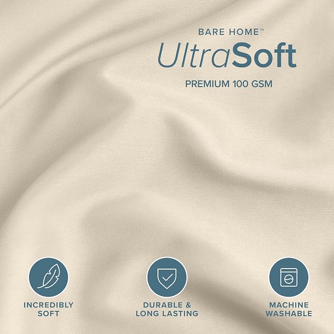 Bare Home Bedding Duvet Cover King Size - Premium 1800 Super Soft Collection - Lightweight, Cooling - Soft Breathable Bedding Duvet Cover (King, Sand)