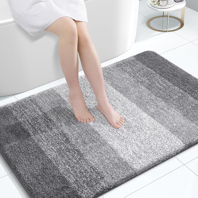 OLANLY Large Bathroom Rugs Mat 44x32, Extra Soft Absorbent Microfiber Bath Rugs, Rubber Backing, Quick Dry, Machine Washable Bath Mats for Bathroom Floor, Tub and Shower, Home Decor Accessories, Grey
