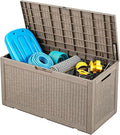 100 Gal Outdoor Storage Box Waterproof Lockable,Deck Box,Gas Lift,Grey | Waterproof Resin Deck Box, Lockable Gas Lift Outdoor Storage for Patio Cushions, Garden Tools, Pool Supplies
