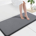Smiry Memory Foam Bath Mat 59x20, Extra Soft and Absorbent Bathroom Mats, Non Slip Washable Carpet for Floor, Shower and Tub, Dark Grey
