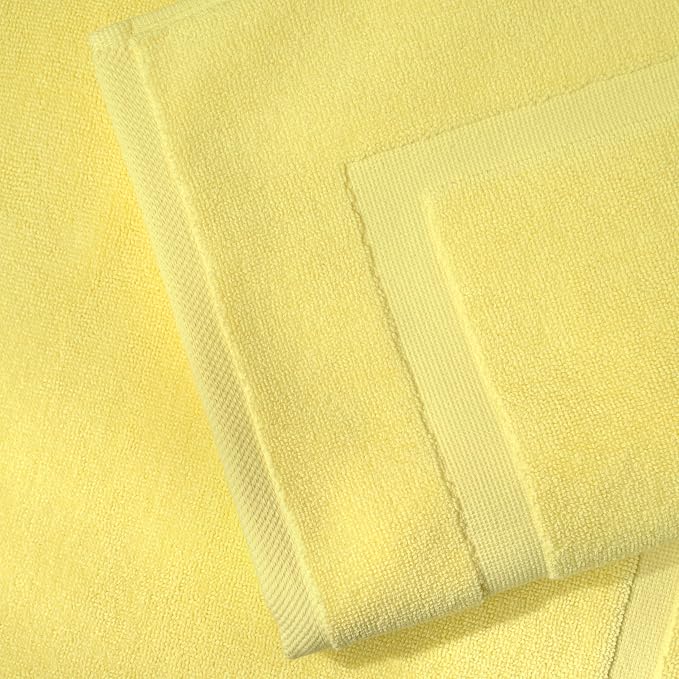 SALBAKOS 2-Piece 100% Turkish Cotton Bath Mat Towel, 20x34 inch, Yellow | Bathroom Floor Towels, Thick Soft Most Absorbent Quick-Dry Durable Large Size Foot Rug, Premium Hotel Quality Made in Turkey