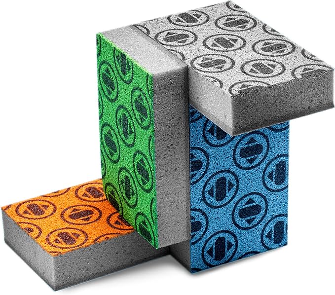 Skura Style Everyday Essentials — 4 Odor Free, Non-Scratch Kitchen Sponges + 4 Very SKRUBBY Heavy-Duty Scouring Pads + 10 Wipe Envy Lint-Free Microfiber Wipes