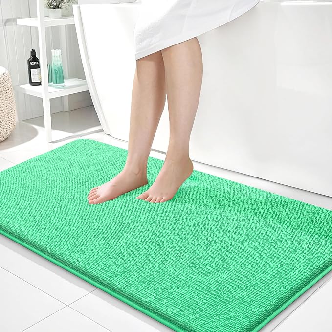 OLANLY Memory Foam Bathroom Runner Rugs 44x24, Long Bath Mats, Mint Green | Soft Quick Dry Bath Mats, Non-Slip, Absorbent Machine Washable Mat for Bathroom Floor, Tub and Shower, Home Decor Accessories