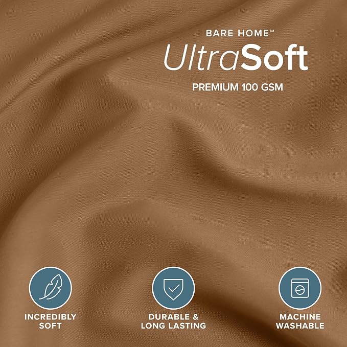 Bare Home Bedding Duvet Cover King Size - Premium 1800 Super Soft Collection - Lightweight, Cooling - Soft Breathable Bedding Duvet Cover (King, Caramel)
