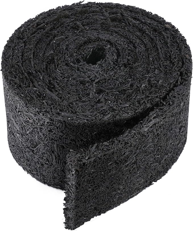Adnee 140'' x 5.5" Double Sided Rubber Mulch Roll, Black Recycled Rubber Mulch Walkway,Permanent Garden Edging Barrier Mat for Landscaping,Plants,Vegetables and Flowers