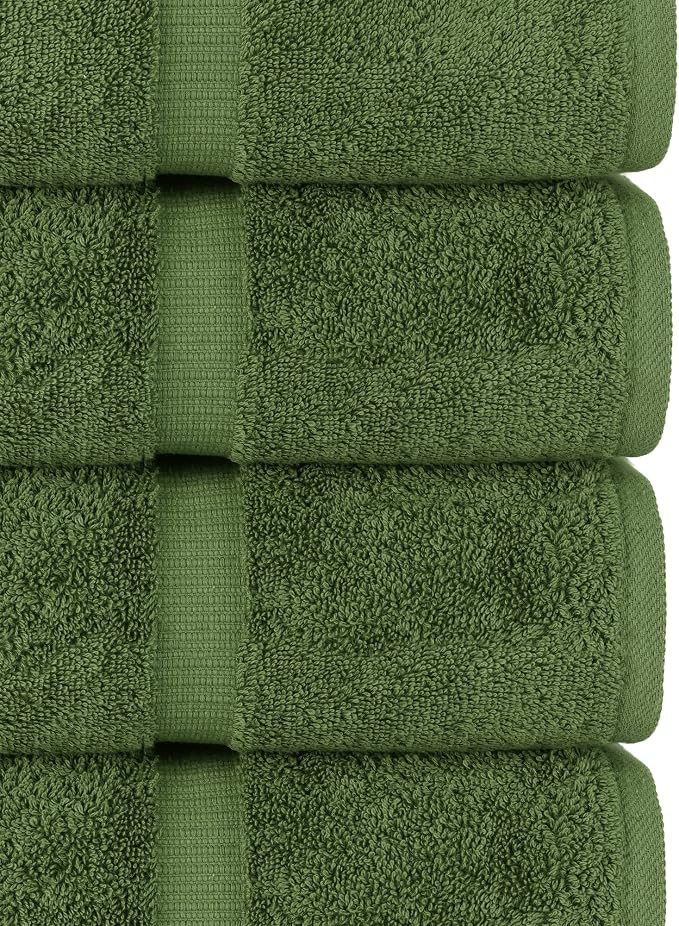 Chakir Turkish Linens Set of 8 Towel Set, 100% Cotton Luxury Turkish Towels for Bathroom, Soft Absorbent Bath Towel Set with 2 Bath Towels 2 Hand Towels 4 Washcloths, Moss