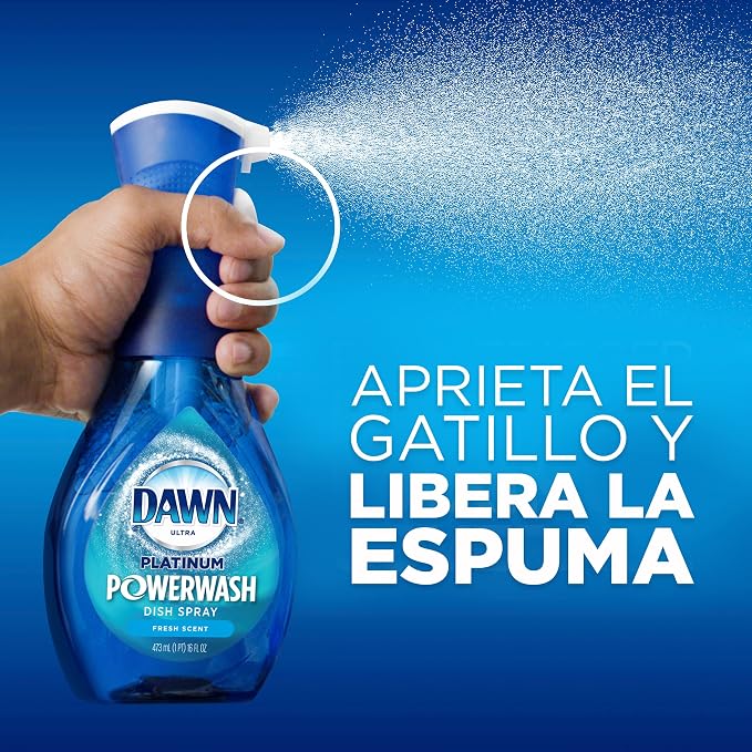 Dawn Platinum Powerwash Dish Spray, Dish Soap, Fresh Scent, 96 Fl Oz, Pack of 6