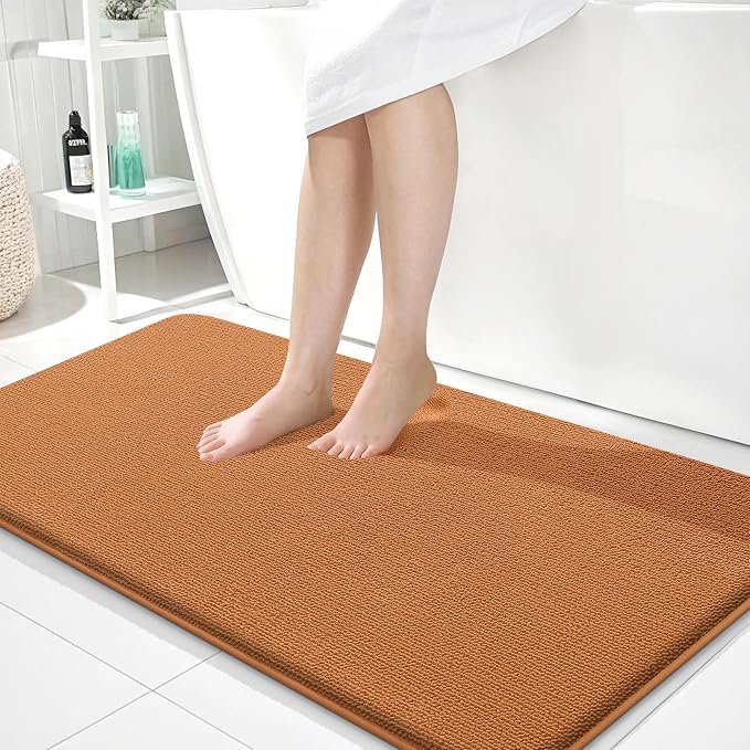 OLANLY Memory Foam Bathroom Runner Rug 44x24, Absorbent Long Bath Mat, Clay | Soft Quick Dry Bath Mat Rugs, Non-Slip, Machine Washable Mat for Bathroom Floor, Tub and Shower, Home Decor Accessories