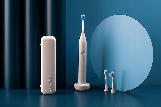 Curaprox Hydrosonic Pro Sonic Toothbrush – for Sensitive Teeth, Implants and Braces | Professional Cleaning at Home | Set with Three Brush Heads