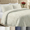 California Design Den 3 Piece King Size Duvet Cover Set, 400 Thread Count 100% Cotton Sateen, Soft Sateen Comforter Cover and Two Pillow Shams, Button Closure and Corner Ties (Paisley Beige)