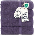 Chakir Turkish Linens 4 Piece Bath Towel Set, 100% Cotton Luxury Turkish Towels for Bathroom, Soft Absorbent Bath Towels, 27 x 54 Inches, Plum
