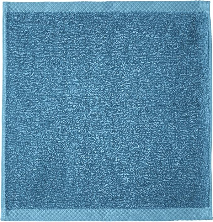 Amazon Basics Soft Cotton Washcloths, Quick-Dry, 12" x 12", 12-Pack, Lake Blue
