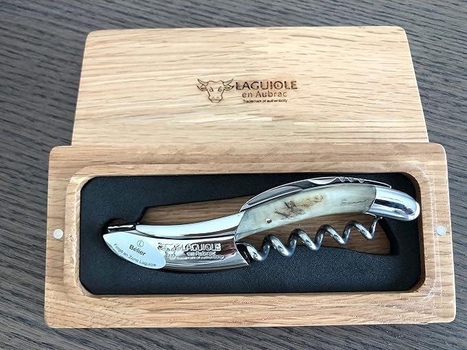 Laguiole an Aubrac Sommelier Waiter's Corkscrew, Croute de Belier Ram Crust Handle