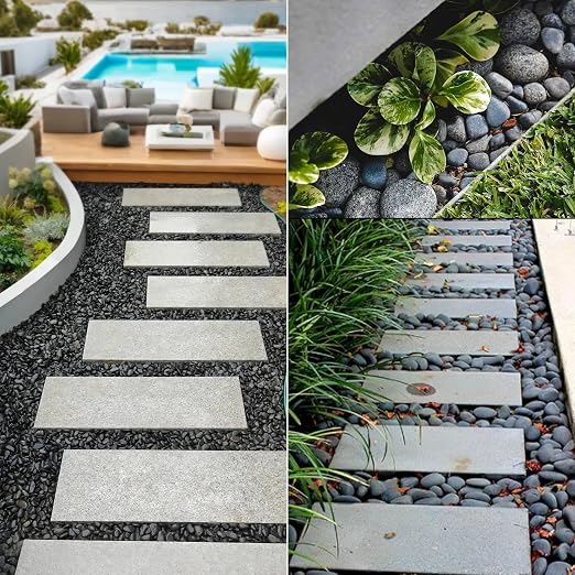 Quibbay 45 LB Mexican Beach Pebbles, 2-3 Inch Natural River Rocks, Premium Pebbles for Garden and Landscape Design, Decorative Stones for Fish Tank Flower Pots Water Fountains Pathways Backyard, Grey
