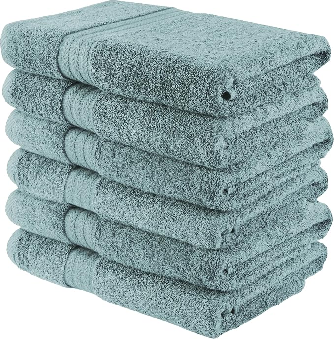 HERCULEAN Large Bath Towels 24 x 50 Pack of 6 | Quick Dry and Highly Absorbent | 100% Cotton Terry Towels for Bathroom - Perfect for Shower - Pool and Spa - Luxury Soft Towels - Duck Egg