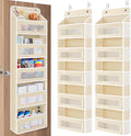 JARLINK Over the Door Organizer for Pantry, Bathroom, 5 Shelf Beige, 2 Pack | Anti-Tilt Design, 44 lb Load Capacity, Hanging Door Organizer with 5 Large Capacity Pockets, Behind Door Storage for Nursery