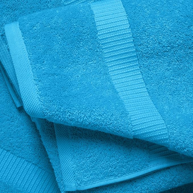 SALBAKOS 12-Piece 100% Turkish Cotton Washcloths and Face Towels, Aqua | 13x13 in Standard Size Small Towel, Multi-use Bathroom & Kitchen, Thick Super Soft Absorbent Durable, Oeko-Tex Made in Turkey
