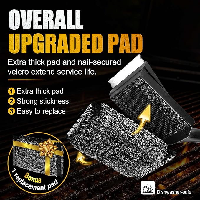 GRILLART Grill Brush Bristle Free, SteamWizards [Safe & Efficient] Grill Cleaner Brush for All Grill Grates, Replaceable Pad BBQ Grill Brush for Outdoor Grill, Grill Accessories, Gifts for Men/Dad
