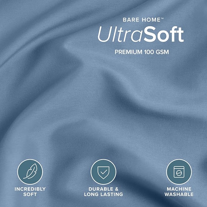 Bare Home Bedding Duvet Cover Queen Size - Premium 1800 Super Soft Collection - Lightweight, Cooling Duvet Cover - Soft Breathable Bedding (Queen, Coronet Blue)