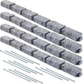 Landscape Edging | Garden Edging Border | Polyrock Bricks for Lawn Edging, Flower beds, Pathways & Yard Edging– 4 Packs | Each Section Has 6 Bricks 48" L x 4" W x 2.25" H | 12 Spikes |Greystone