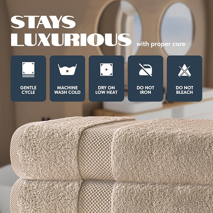 White Classic Luxury Bath Towels Set of 4 Large - 700 GSM Cotton Ultra Soft Bath Towels 27x54 | Highly Absorbent and Quick Dry | Hotel Towels for Bathroom Luxury, Plush Shower Towels, Taupe