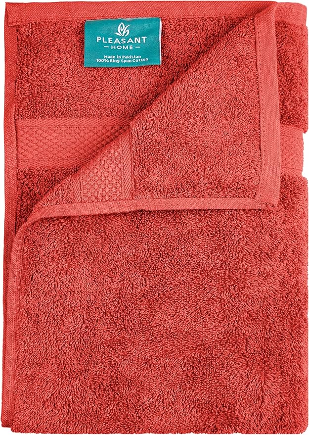 Pleasant Home Bath Towels Set of 6 (24” x 50”) 100% Cotton, 515 GSM | Lightweight, Soft & Highly Absorbent Luxury Towels for Bathroom | for Gym, Pool & Spa | 6 Pack, Red