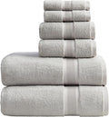 Springtree Home Luxury Bamboo Rayon Bath Towel Set | 6-Piece Set | Grey | 35% Bamboo Rayon - 65% Zero Twist Cotton | Absorbent Quick-Dry Towels for Bathroom | Ultra Soft | OEKO-TEX Standard 100