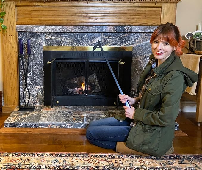 28" Firewood Tongs Log Grabber for Thick Logs Outdoor Indoor Camfire Firepit Bonfire Fireplace Tongs Heavy Duty Wrought Rustproof Safely Moves Firewood