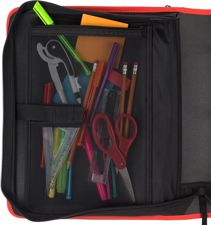 Five Star Zipper Binder, 2 Inch 3-Ring Binder with Round Rings, 5-Tab Expanding File, 380 Sheet Capacity, Fire Red (72538)