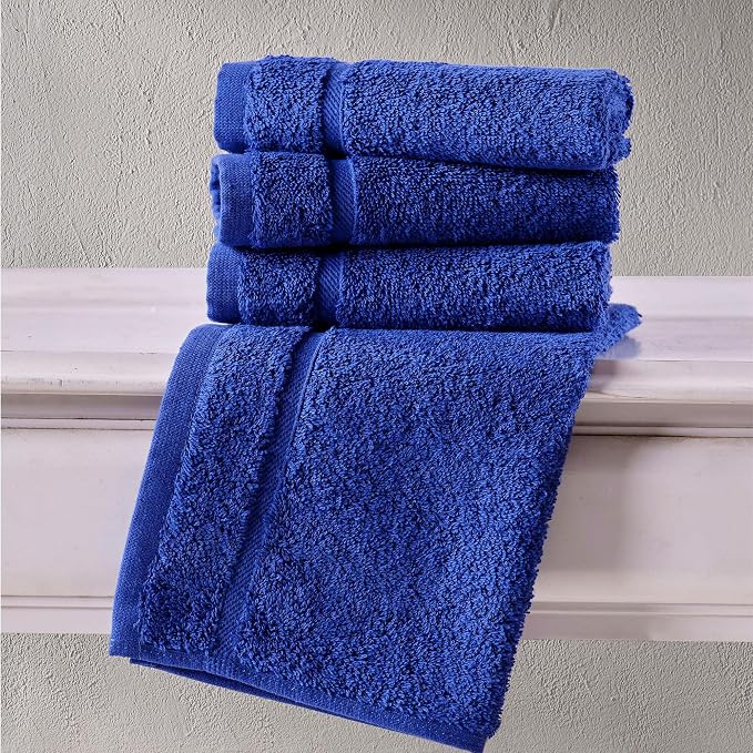 Hawmam Linen Luxury Cotton Washcloths 13x13 Inch - Large Hotel Spa Bathroom Face Towel | 12 Pack | Royal Blue