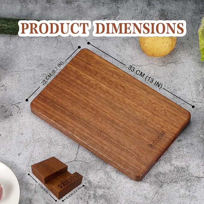 Solid Teak Wood Cutting Board One Piece Non Glued Thick Crack Resistant Wooden Chopping Board with DeepJuice Grooves Built in Handles for Kitchen Meat Vegetables Chese 15 X 10.5 Inch