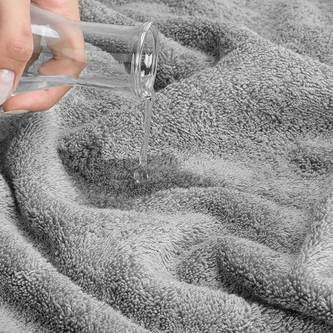 Cotton Paradise 100% Cotton Turkish Towel Set, Soft Absorbent Quick Dry, 6 Piece Towel Set, Light Grey