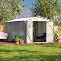 Patiowell 8 x 12 FT Outdoor Storage Shed, Metal Storage Shed, Gray | Steel Shed Storage House with Design of Lockable Doors, Utility and Tool Storage for Garden, Patio, Backyard, Outside use