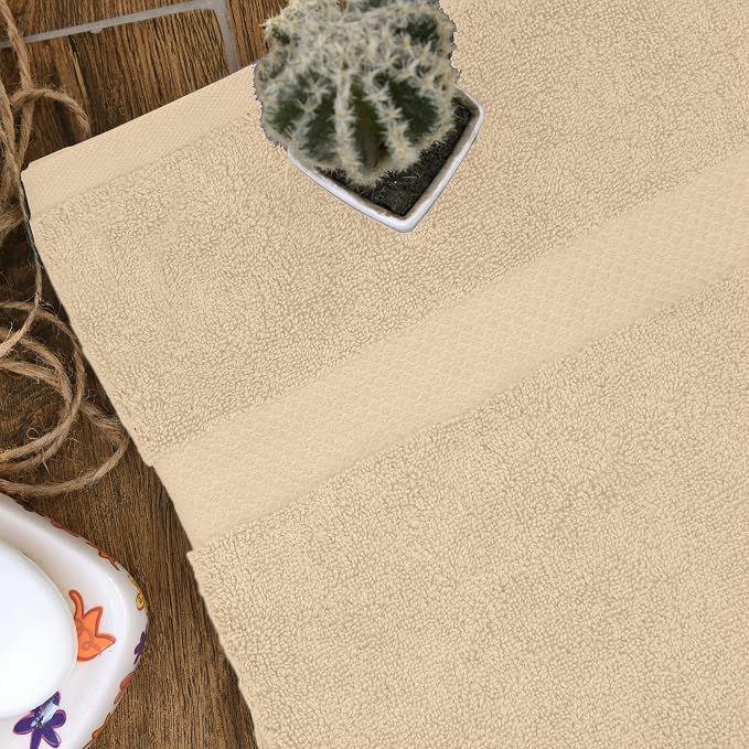 HERCULEAN Premium Bath Towels 24 x 48 Pack of 6 | Quick Dry and Highly Absorbent | 100% Cotton Terry Towels for Bathroom - Perfect for Shower - Pool and Spa - Luxury Soft Towels - Beige